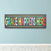 Grace Happens Here Colorful Christlich Chalkboard Leinwanddruck (Insitu (Holzboden))