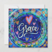 Grace Hübsch Blue Whimsical Hearts Dankeskarte (Vorderseite)