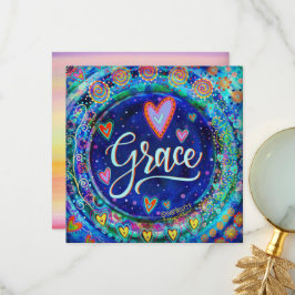 Grace Hübsch Blue Whimsical Hearts Dankeskarte