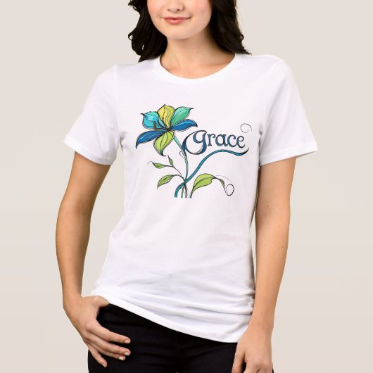 Grace in Bloom" – Inspirational Floral Art Tee (Vorderseite)