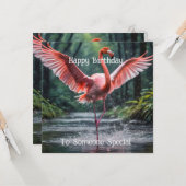 Grace in Flight: Der rosa Flamingos Riverdance Karte (Vorderseite/Rückseite Beispiel)