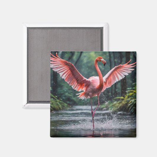 Grace in Flight: Der rosa Flamingos Riverdance Magnet (Vorderseite/Rückseite)