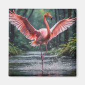 Grace in Flight: Der rosa Flamingos Riverdance Magnet (Vorne)