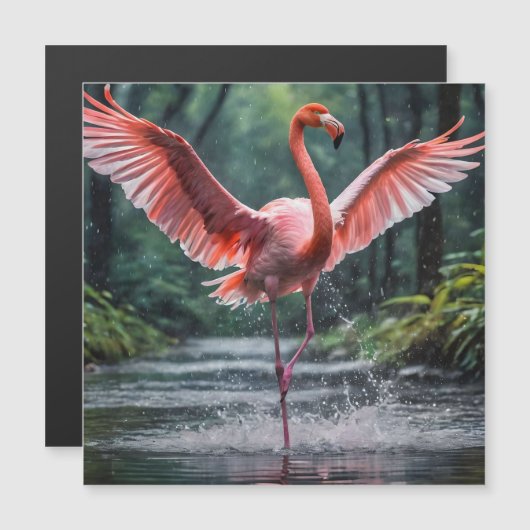 Grace in Flight: Der rosa Flamingos Riverdance Magnetkarte (Vorne/Hinten)