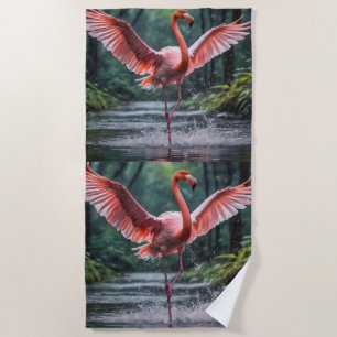 Grace in Flight: Der rosa Flamingos Riverdance Strandtuch