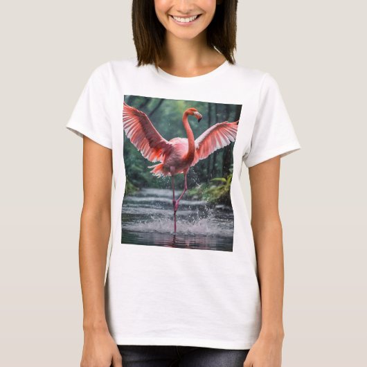 Grace in Flight: Der rosa Flamingos Riverdance T-Shirt (Vorderseite)
