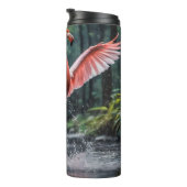 Grace in Flight: Der rosa Flamingos Riverdance Thermosbecher (Nach rechts gedreht)