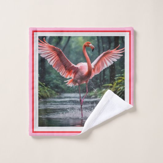 Grace in Flight: Der rosa Flamingos Riverdance Waschlappen (Waschlappen)