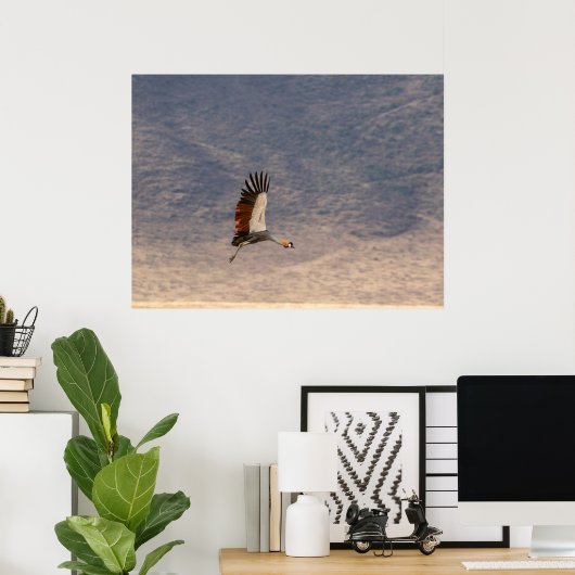 Grace in Flight - Gray Crowned Crane Poster (Heimbüro)