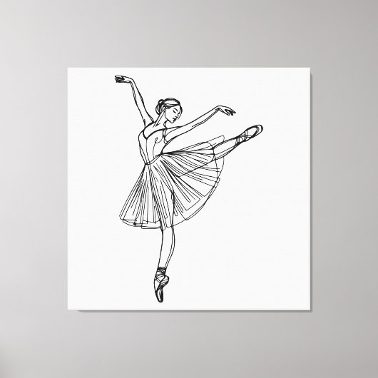 Grace in Motion - Ballerina Line Art Leinwanddruck (Vorderseite)