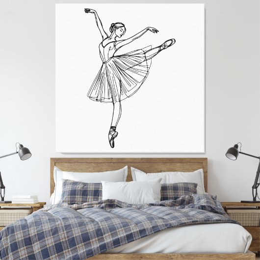 Grace in Motion - Ballerina Line Art Leinwanddruck (Insitu (Schlafzimmer))