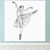 Grace in Motion - Ballerina Line Art Leinwanddruck (Insitu (Holzboden))