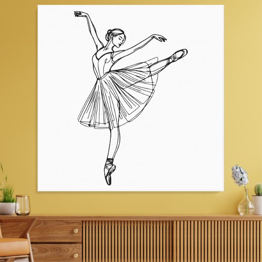 Grace in Motion - Ballerina Line Art Leinwanddruck (Insitu (Wohnzimmer))