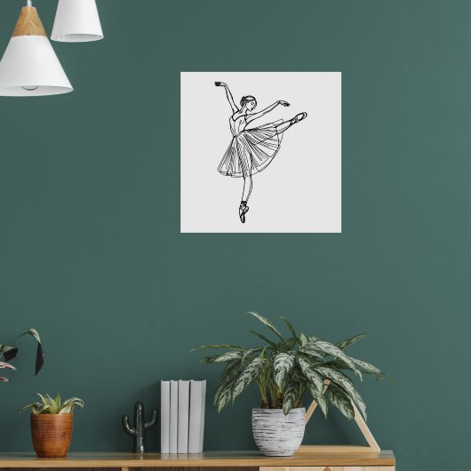 Grace in Motion - Ballerina Line Art Poster (Wohnzimmer 1)