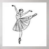 Grace in Motion - Ballerina Line Art Poster (Vorne)