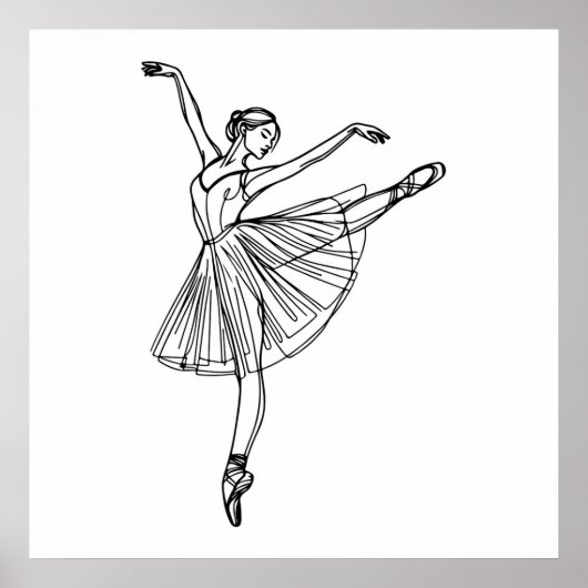 Grace in Motion - Ballerina Line Art Poster (Vorne)