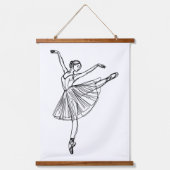 Grace in Motion - Ballerina Line Art Wandteppich Mit Holzrahmen (Vorderseite)