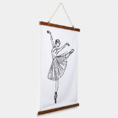 Grace in Motion - Ballerina Line Art Wandteppich Mit Holzrahmen (Gewinkelt)