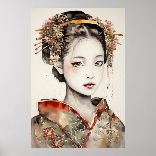Grace in Silence: Traditional Kimono Elegance Poster (Vorne)