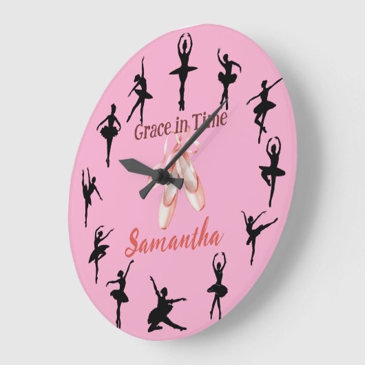Grace in Time - Personalized Ballet Dancer Große Wanduhr (Winkel)