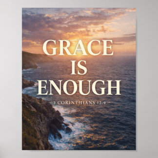 Grace Is Enough Ocean Sunrise Wall Art Poster