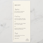 Grace Ivory Moderne Hochzeit Menükarte (Vorderseite)