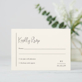 Grace Ivory Moderne Hochzeit RSVP Karte