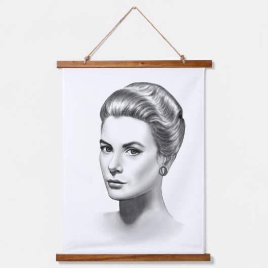 Grace Kelly Wandteppich Mit Holzrahmen (Vorderseite)