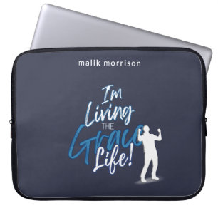 Grace Life Blue Modern Script Male Silhouette Laptopschutzhülle