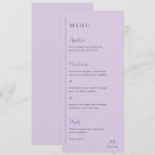 Grace Lilac Moderne Hochzeit Menükarte (Vorne/Hinten)
