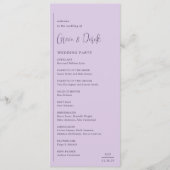 Grace Lilac Moderne Hochzeit Programm (Vorderseite)