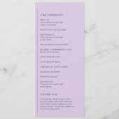 Grace Lilac Moderne Hochzeit Programm (Rückseite)