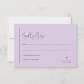 Grace Lilac Moderne Hochzeit RSVP Karte (Vorderseite)
