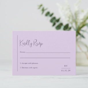 Grace Lilac Moderne Hochzeit RSVP Karte