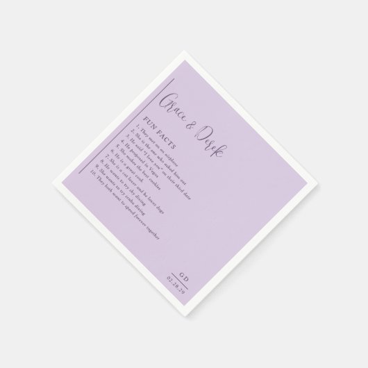 Grace Lilac Moderne Hochzeit Serviette (Ecke)