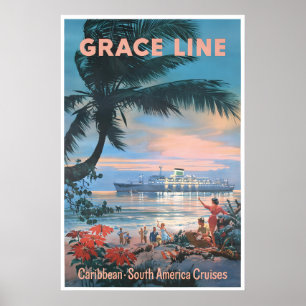 Grace Line Poster Karibik Reise Kunst Kreuzfahrt S