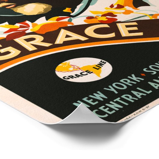 Grace Line Vintage Reise Poster (Ecke)