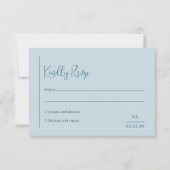 Grace Mute Blue Moderne Hochzeit RSVP Karte (Vorderseite)