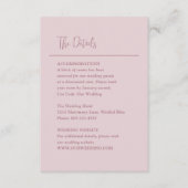 Grace Mute Pink Moderne Hochzeit Begleitkarte (Vorderseite)