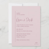 Grace Mute Pink Moderne Hochzeit Einladung (Vorderseite)