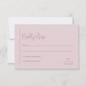 Grace Mute Pink Moderne Hochzeit RSVP Karte (Vorderseite)