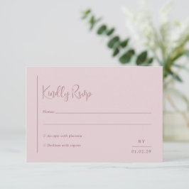 Grace Mute Pink Moderne Hochzeit RSVP Karte