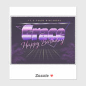 Grace Name Vorname lila retro Sticker Geburtstag (Blatt)