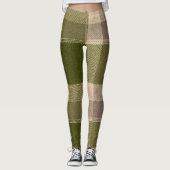 Grace Olive & Wheat Rustic Plaid Pattern Vol 77 Leggings (Vorderseite)
