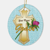 Grace Rose Christliche Kreuzung Keramik Ornament (Links)