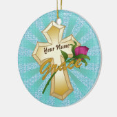 Grace Rose Christliche Kreuzung Keramik Ornament (Links)