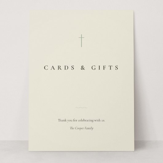 Grace Sage Minimal Cross Karten & Geschenke-Tischs