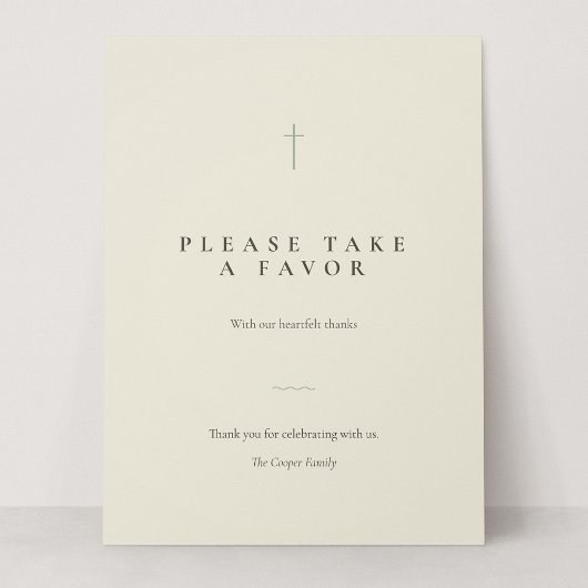 Grace Sage Minimal Cross Take a Favor Tischschild