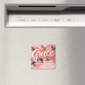 Grace Scripting Verse Pink Brick Floral Magnet (In Situ (Geschirrspüler))