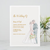 GRACE Simple Couple Wedding Einladung (Stehend Vorderseite)